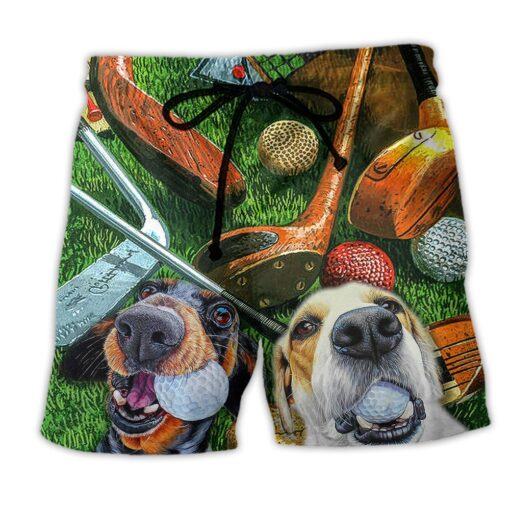 Golf Style Funny Dog Colorful Trendy Aloha Hawaiian Beach Shorts