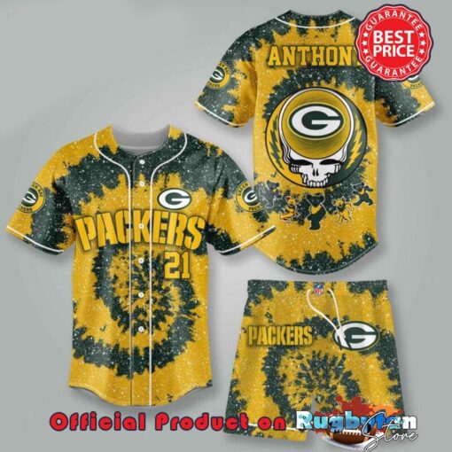Green Bay Packers NFL Grateful Dead 3D Personalized Premium Baseball Jersey