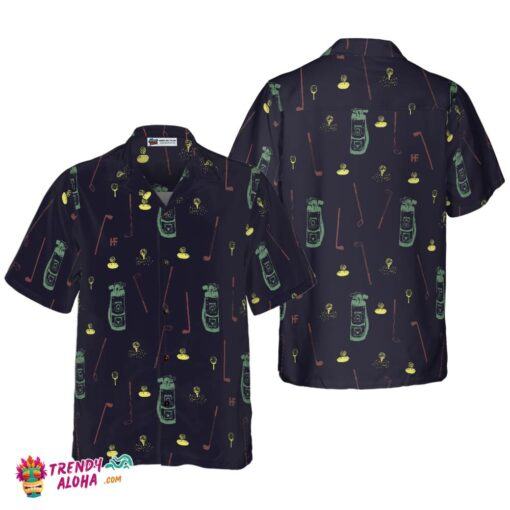 Hand Drawn Golf Seamless Pattern Hawaiian Shirt