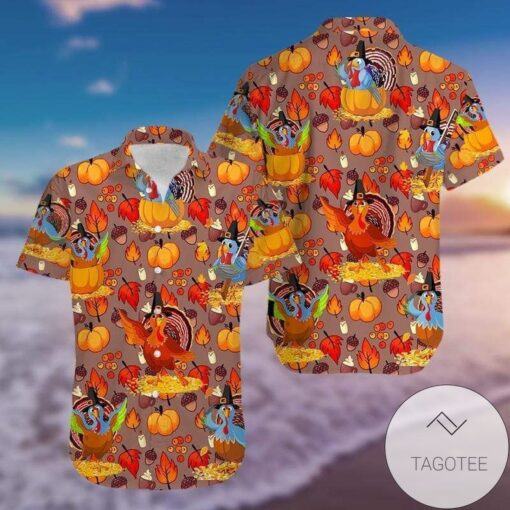 Happy Thanksgiving Funny Cartoon Turkey Hawaiian Shirts