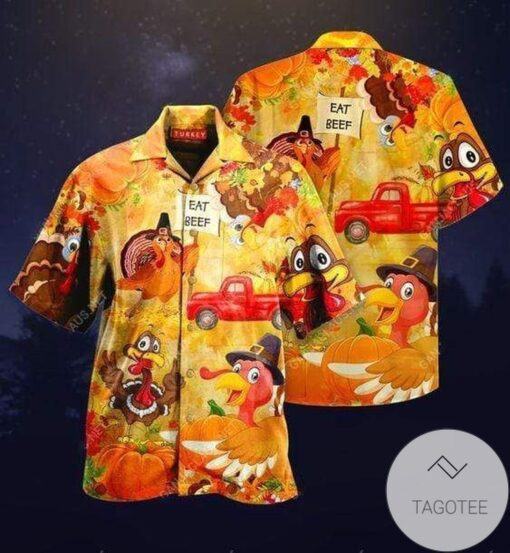 Hawaiian Shirt Thanksgiving Turkey Design Celebrating Eat Beef Elegance