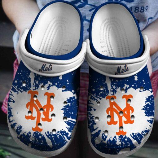 Hot Mlb Team New York Mets White ? Blue Crocs Clog Shoesshoes