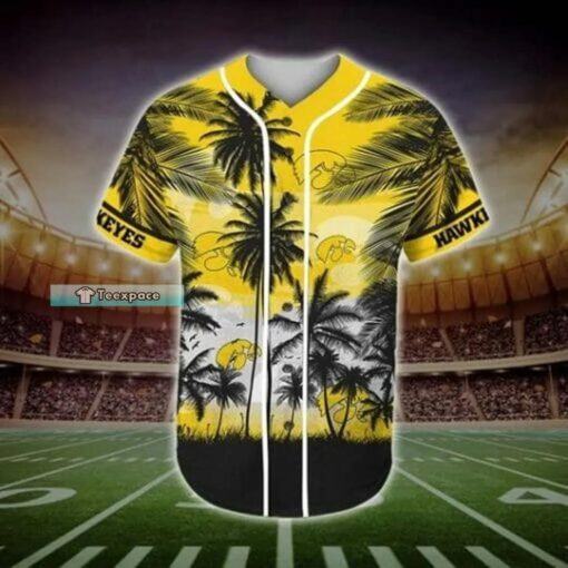 Iowa Hawkeyes Coconut Tree Gold Baseball Jersey