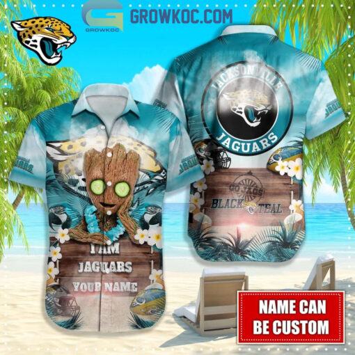 Jacksonville Jaguars NFL Hawaiian Groot Design Button Shirt