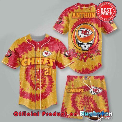 Kansas City Chiefs NFL Grateful Dead 3D Personalized Premium Baseball Jersey