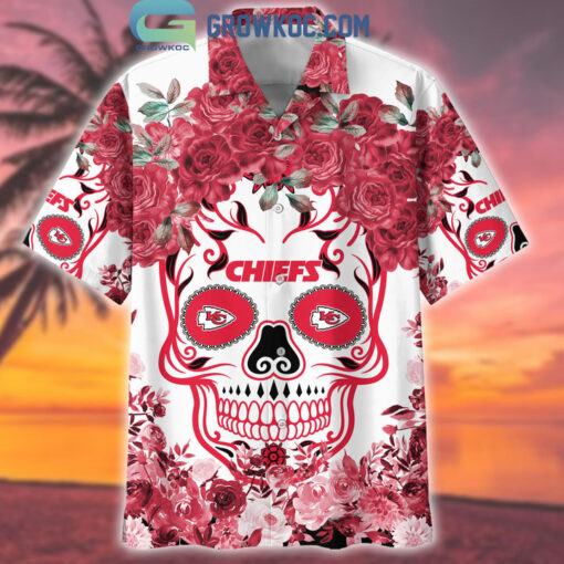 Kansas City Chiefs Skull Flower Hawaiian Shirt