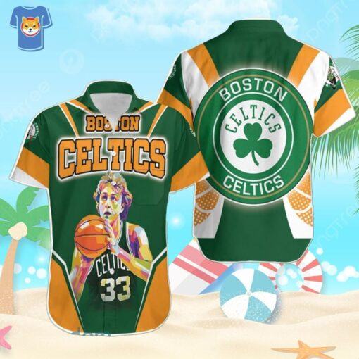 Larry Bird 33 Boston Celtics Vintage Artwork Hawaiian Shirt For Men Women