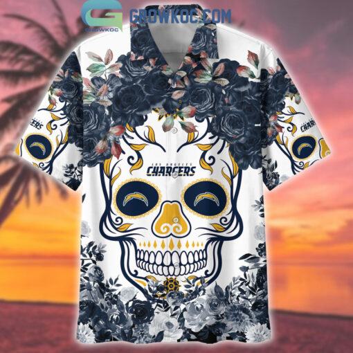 Los Angeles Chargers Skull Flower Hawaiian Shirt