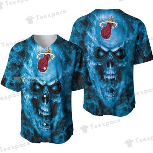 Miami Heat Blue Smoke Skull Baseball Jersey