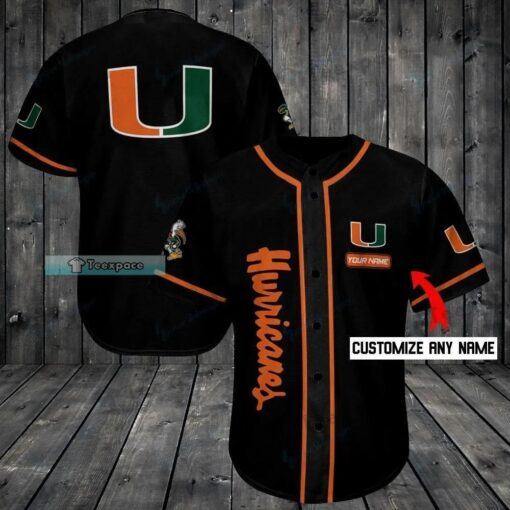 Mianmi Hurricanes Black Baseball Jersey Canes Gift