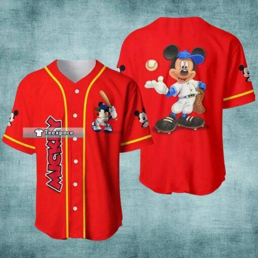 Mickey Mouse Red Baseball Jersey Gift For Baseball Lovers