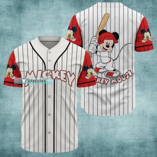 Mickey White And Red Pinstripe Baseball Jersey Baseball Gift Ideas