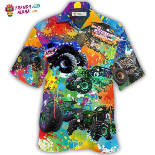 Monster Truck Colorful Painting Hawaiian Shirt – Trendy Aloha