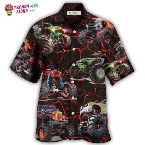 Monster Truck Lava Style Hawaiian Shirt – Trendy Aloha