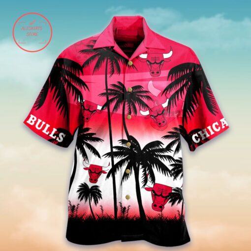 NBA Chicago Bulls Coconut Trees Sunrise Hawaiian Shirt