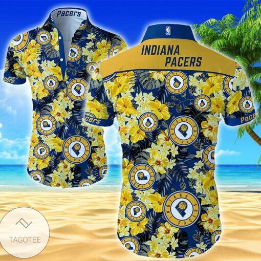 NBA Indiana Pacers Tropical Flowers Hawaiian Shirt