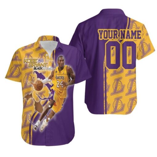 NBA Los Angeles Lakers Custom Name Number Kobe Bryant 24 Black Mamba Hawaiian Shirt