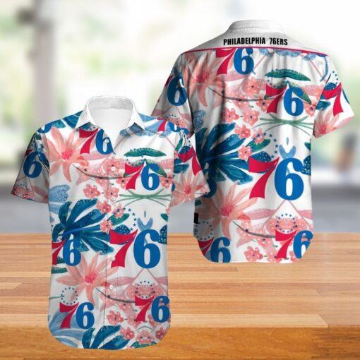 NBA Philadelphia 76Ers Tropical Flowers Hawaiian Shirt