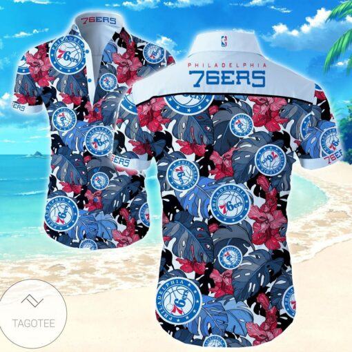 NBA Philadelphia 76Ers Tropical Flowers Hawaiian Shirt V3 Aloha Shirt