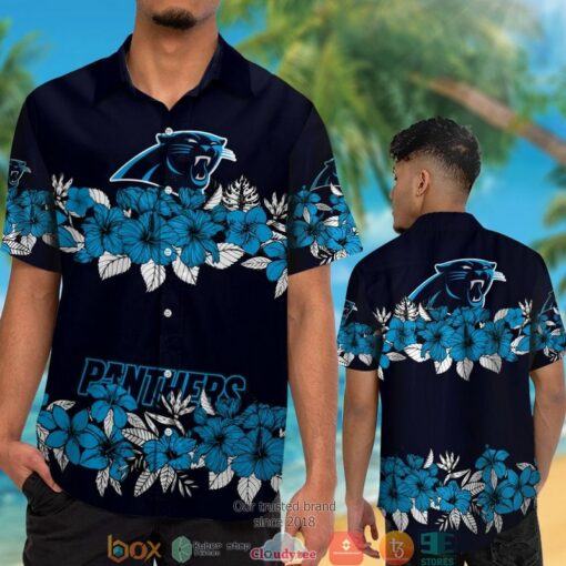 NEW Carolina Panthers Hibicus flower NFL Hawaiian shirt for fans