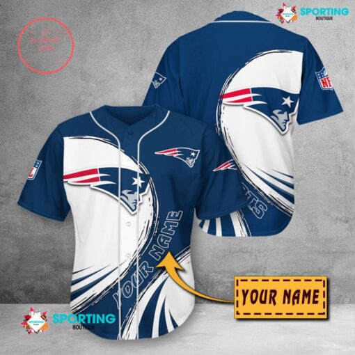 NEW ENGLAND PATRIOTS NFL PERSONALIZED BASEBALL JERSEY 3D custom name number