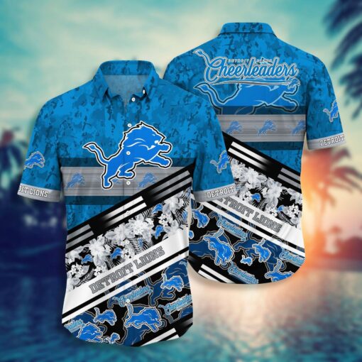 NFL Detroit Lions Blue Silver Hawaiian Shirt