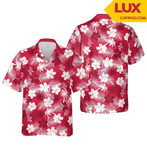 Nba Houston Rockets Tropical Flowers Trendy Hawaiian Shirt V4 Aloha Shirt