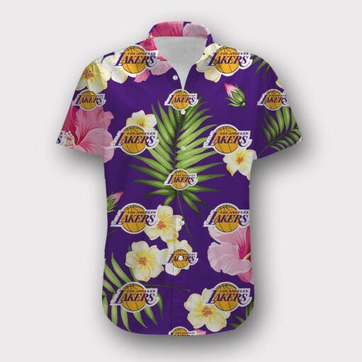 Nba Los Angeles Lakers Tropical Flowers Trendy Hawaiian Shirt Aloha Shirt