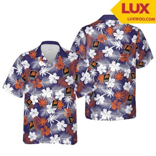 Nba Phoenix Suns White Orange Tropical Flowers Trendy Hawaiian Shirt Aloha Shirt
