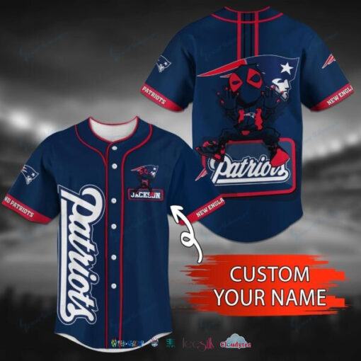 New England Patriots Deadpool Personalized Baseball Jersey Shirt custom name number