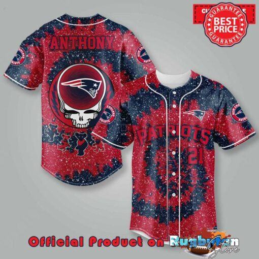 New England Patriots NFL Grateful Dead 3D Personalized Premium Baseball Jersey