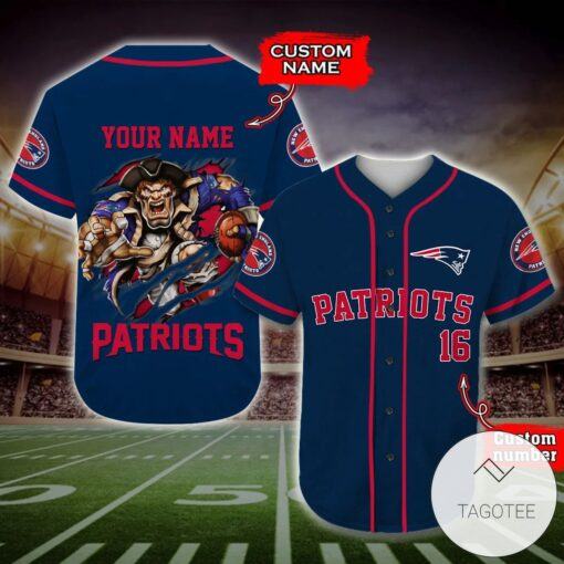 New England Patriots nfl Baseball Jersey Custom Name Number