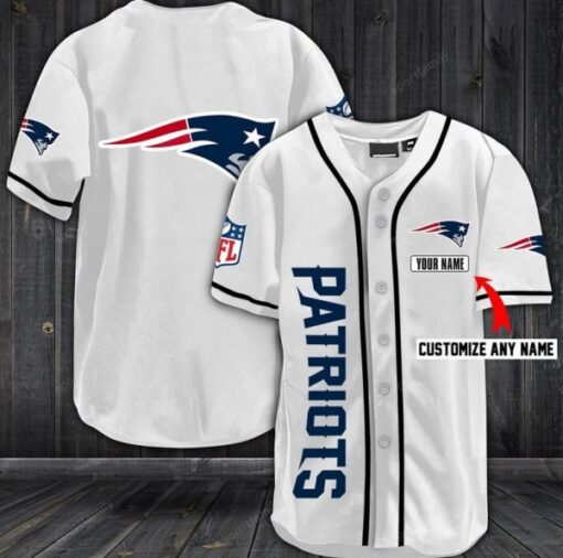 New England Patriots nfl Personalized White Baseball Jersey Shirt custom name number