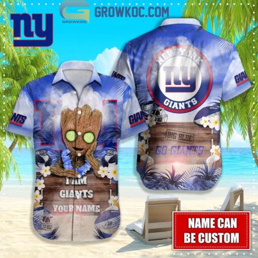 New York Giants NFL Hawaiian Groot Design Button Shirt