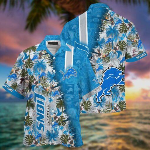 Nfl Detroit Lions Blue Silver Trendy Hawaiian Shirt V2 Aloha Shirt