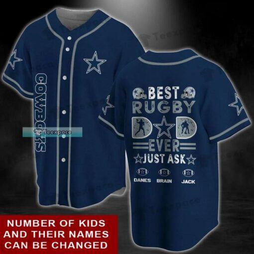 Personalize Dallas Cowboys Best Rugby Dad Ever Baseball Jersey