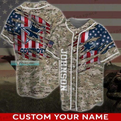 Personalize Dallas Cowboys Camoflage Wild Scatch Baseball Jersey