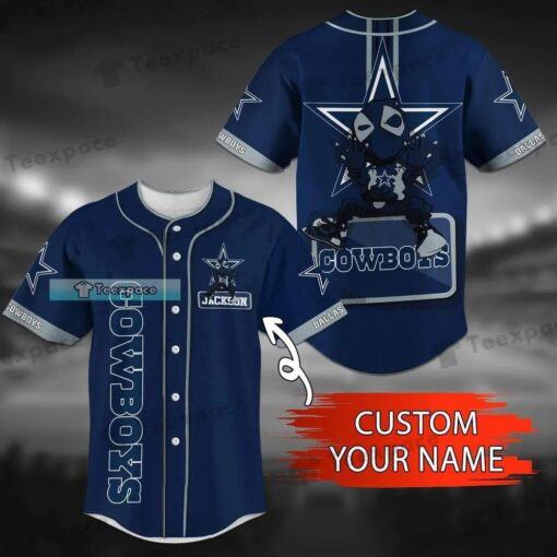 Personalize Dallas Cowboys Cartoon Deadpool Baseball Jersey