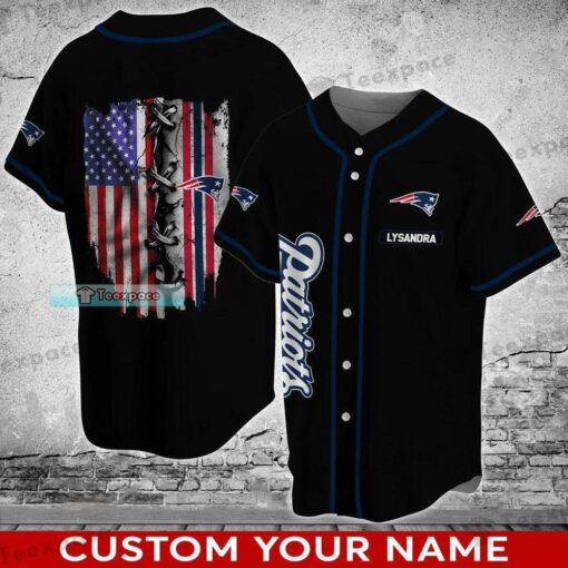 Personalized American Flag Football New England Patriots Baseball Jersey