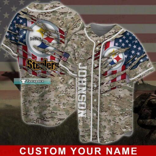 Personalized Army Steelers Baseball Jersey