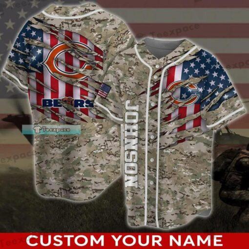 Personalized Camo Scratch American Design Bears Baseball Jersey