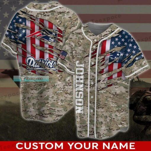 Personalized Camoflage American New England Patriots Baseball Jersey