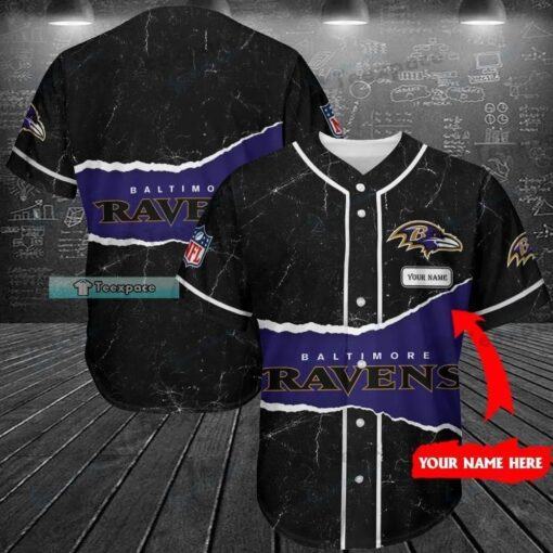 Personalized Crack Pattern Baltimore Ravens Baseball Jersey Shirt