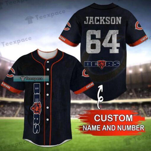 Personalized Dark Blue Football Background Bears Baseball Jersey