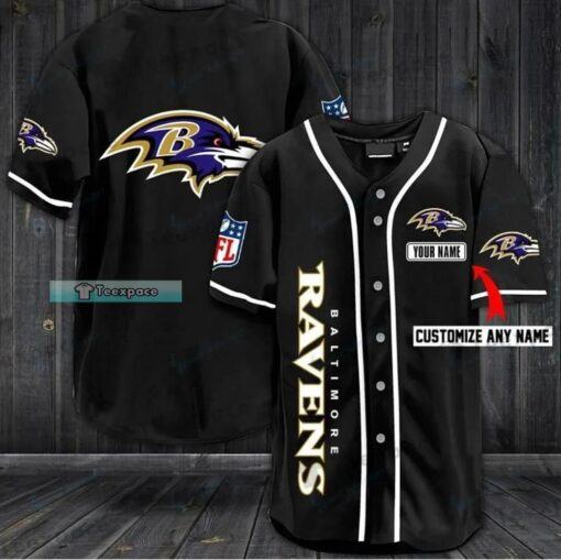 Personalized black Vertical Letter Baltimore Ravens Baseball Jersey Shirt