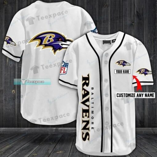 Personalized white Vertical Letter Baltimore Ravens Baseball Jersey Shirt