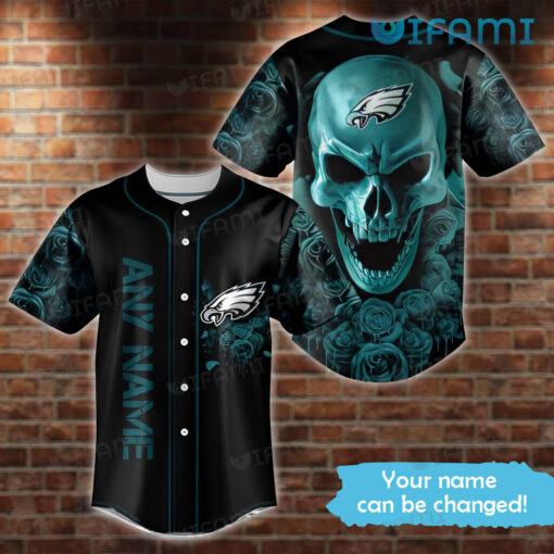 Philadelphia Eagles Baseball Jersey Skull Roses Custom Eagles Gift