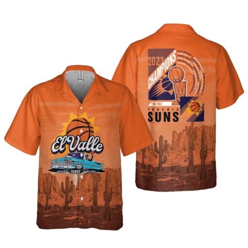 Phoenix Suns El Valle On Orange Background Print 3D Hawaiian Shirt