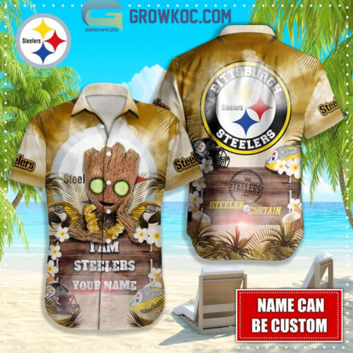 Pittsburgh Steelers NFL Hawaiian Groot Design Button Shirt