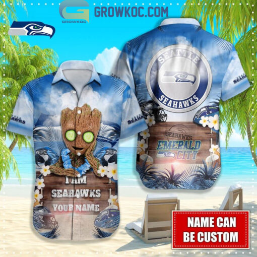 Seattle Seahawks NFL Hawaiian Groot Design Button Shirt